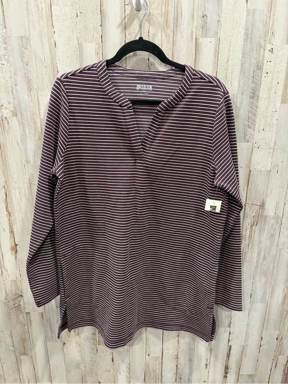 New DULUTH TRADING Ponte Pro Tunic Long Sleeve V-Neck Pockets Purple Size M